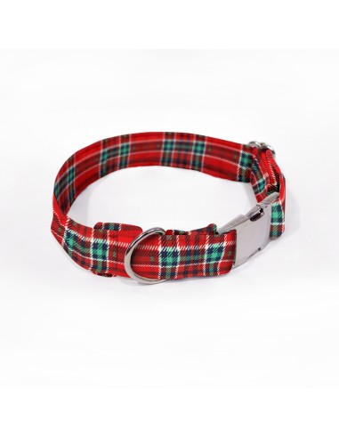 collar para perro cuadros escoceses rojos