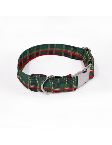 collar para perro cuadros escoceses verdes